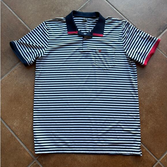 G/FORE Mens Golf Polo Shirt Red White and Blue Stripe Performance Fabric size XL - Picture 7 of 7